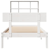 ZNTS Bookcase Bed without Mattress White 75x190 cm Small Single Solid Wood Pine 3321793
