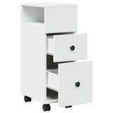 Narrow Bathroom Cabinet with Wheels White Engineered Wood 855232