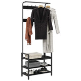 Coat Rack with Shelf Black Oak 75 x 34 x 184 cm Engineered wood 879953