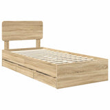 Bed Frame with Drawer Sonoma Oak 90 x 200 cm Engineered Wood 3412222