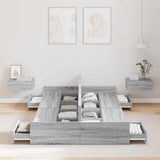 Storage Bed Frame Grey Sonoma 120 x 200 cm Engineered Wood 3335306