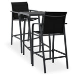 ZNTS 3 Piece Garden Bar Set Black 3073572