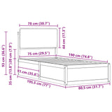 Bed Frame with Upholstered Headboard Taupe 75 x 190 cm 877602