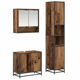 Bathroom Furniture Set with Door 3 pcs Old Wood Engineered Wood 3402551