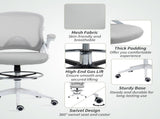 Drafting Chair with Flip-up Armrest, Mesh Office Stool with Foot Ring, 360 Degree Swivel Height T3398P344417