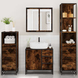 4 Piece Bathroom Furniture Set Smoked Oak Engineered Wood 3301257