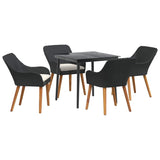 Garden Dining Set with Cushion 5 pcs Black Poly Rattan 3261664