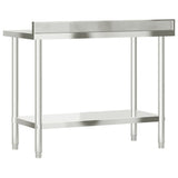 Kitchen Work Table with Backsplash 110x55x93 cm Stainless Steel 376466