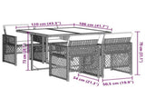 5 Piece Garden Dining Set with Cushions Black Poly Rattan 3210714