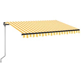 Manual Retractable Awning with LED 350x250 cm Yellow and White 3069083