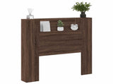Storage Headboard with LED Brown Oak Engineered Wood 3418650