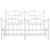 Metal Bed Frame without Mattress with Footboard White 135x190cm 353505