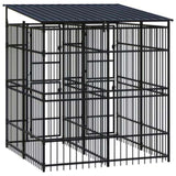 Outdoor Dog Kennel with Roof Steel 3.69 m 3097947