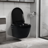 Wall Hung Rimless Toilet with Bidet Function Ceramic Black 145782