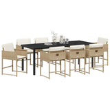Garden Dining Set 9 pcs Beige Poly Rattan 3380732