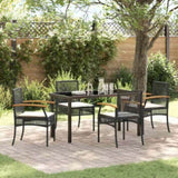 Garden Dining Set with Cushion 5 pcs Black Rattan 3380815