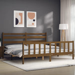 ZNTS Bed Frame without Mattress Honey Brown 200x200 cm Solid Wood Pine 3192059