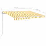 Manual Retractable Awning with LED 350x250 cm Yellow and White 3068883