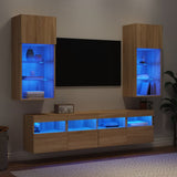 5 Piece TV Wall Units with LED Sonoma Oak Engineered Wood 3216745