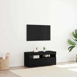 TV Cabinet with LED Black Oak 90 x 35 x 40 cm Engineered Wood 862554