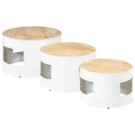 ZNTS Bar Tables Drum Shape 3 pcs Solid Rough Wood Mango 358934