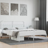 Bed Frame White Powder-Coated Steel Double Bed Frame 352630
