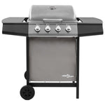 Gas BBQ Grill with 4 Burners Black and Silver 48547