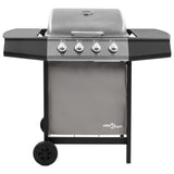 Gas BBQ Grill with 4 Burners Black and Silver 48547