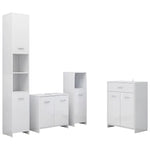 ZNTS 4 Piece Bathroom Furniture Set High Gloss White 3071717