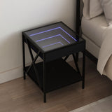 Bedside Table with Infinity LED Black 40x40x49 cm 3284096
