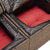 7 Piece Garden Sofa Set with Cushions Brown Poly Rattan Acacia 3326745