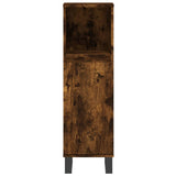Bathroom Cabinet Smoked Oak 30x30x100 cm Engineered Wood 831569