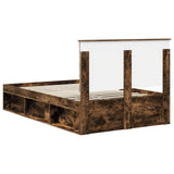Bed Frame Smoked Oak 120 x 200 cm Solid Pine Wood 3411032