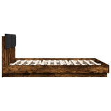 Bed Frame with LED without Mattress Smoked Oak 200x200 cm 3209986