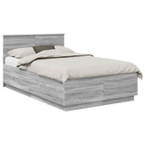 Bed Frame Grey Sonoma 135 x 190 cm Engineered Wood 3408087
