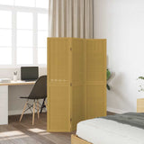 Room Divider 3 Panels Brown Solid Wood Paulownia 358813