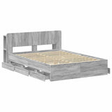 Bed Frame with Storage Grey Sonoma 140 x 200 cm Engineered Wood 3433963