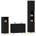 Bathroom Furniture Set with Drawer 3 pcs Black 30 x 30 x 180 cm 3333090