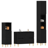 Bathroom Furniture Set with Drawer 3 pcs Black 30 x 30 x 180 cm 3333090