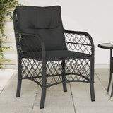 Garden Chairs with Cushions 2 pcs Black Poly Rattan 365153