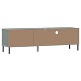 TV Cabinet with Metal Legs Grey Solid Wood Pine OSLO 351028