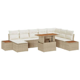 Garden Sofa Set with Storage 9 pcs Beige Poly rattan 3358835