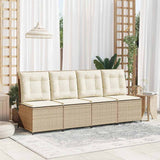 Garden Sofa with Cushion Black and Cream White Poly Rattan 3394480