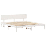 Bed Frame with Headboard White 180 x 200 cm Solid Pine Wood 872096