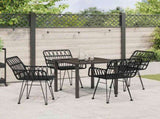 Garden Dining Set 5 pcs Black Powder-Coated Steel 3379185
