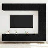 TV Cabinet Set Wall-mounted 5 pcs Black Oak Engineered Wood 3332529