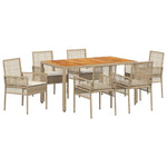 Garden Dining Set 7 pcs Beige Poly rattan 3334920
