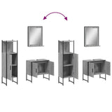 ZNTS 3 Piece Bathroom Cabinet Set Grey Sonoma Engineered Wood 3214347