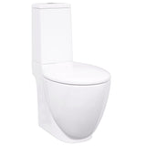 WC Ceramic Toilet Bathroom Round Toilet Bottom Water Flow White 3059888