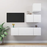 4 Piece TV Cabinet Set White Engineered Wood 3078734
